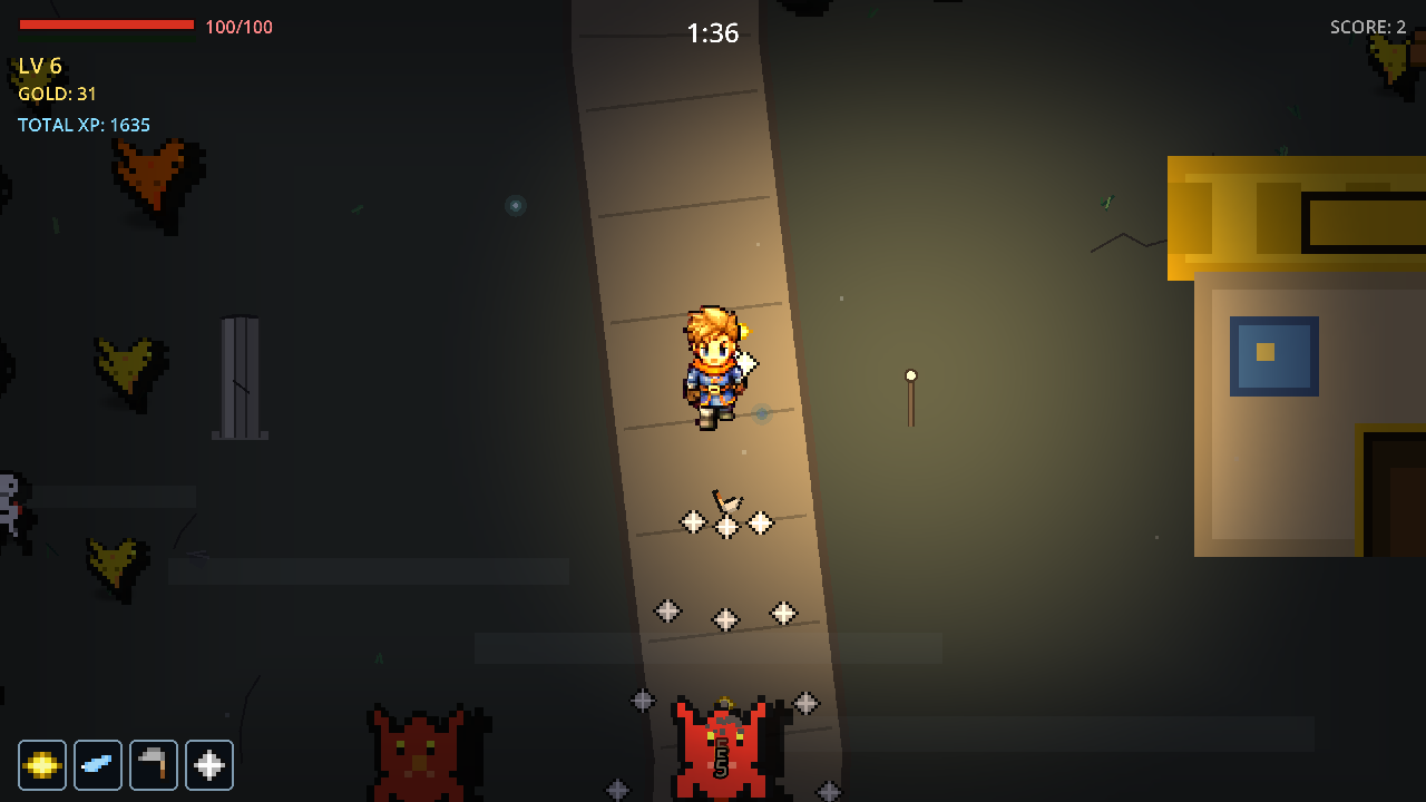 The ruins under moonlight: broken halls, stone arches and a collapsed tower
