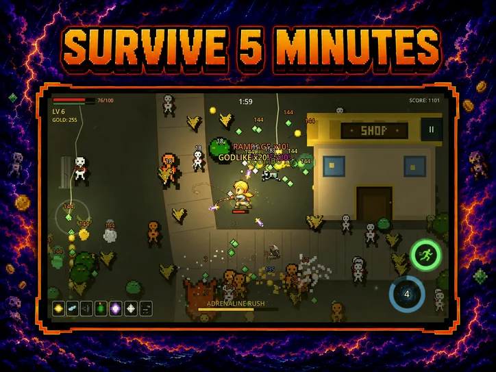 Survive 5 minutes — Harrison in the Hometown streets with a horde closing in and the shop behind him